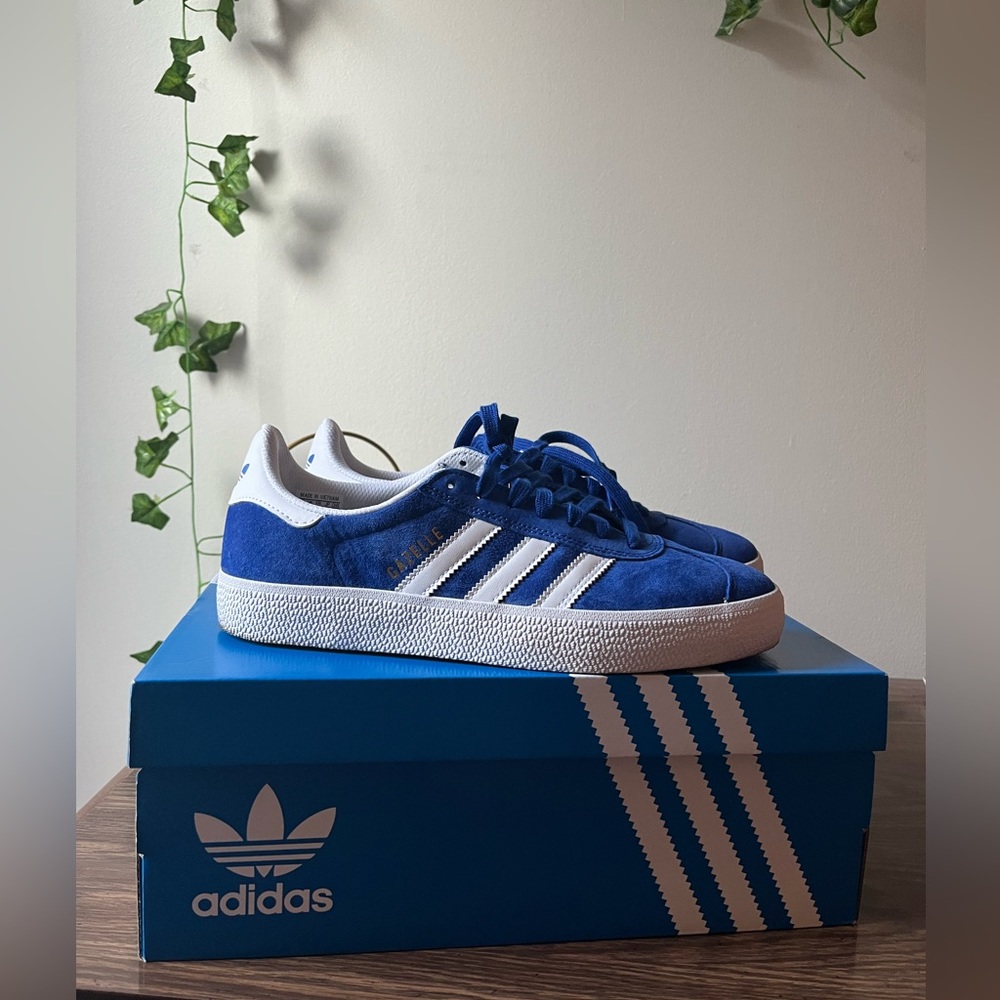 adidas Blue and White Gazelle Sneakers